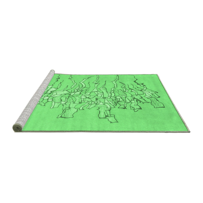 Sideview of Machine Washable Abstract Emerald Green Contemporary Area Rugs, wshcon2301emgrn