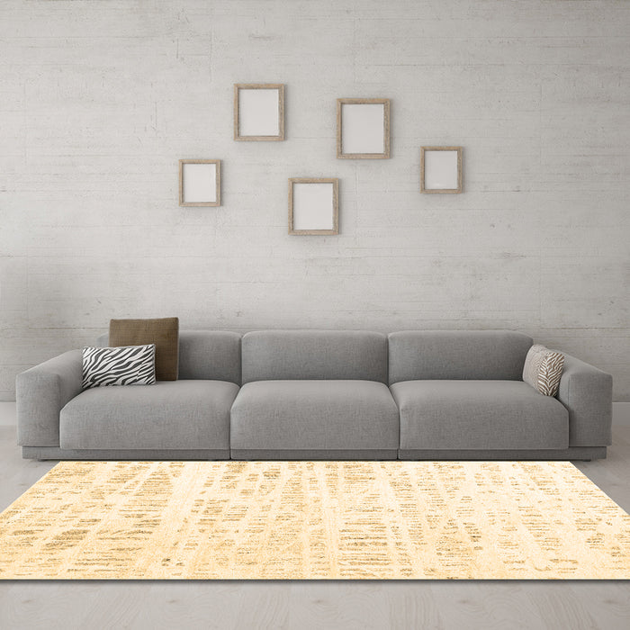 Machine Washable Solid Brown Modern Rug in a Living Room,, wshcon2302brn