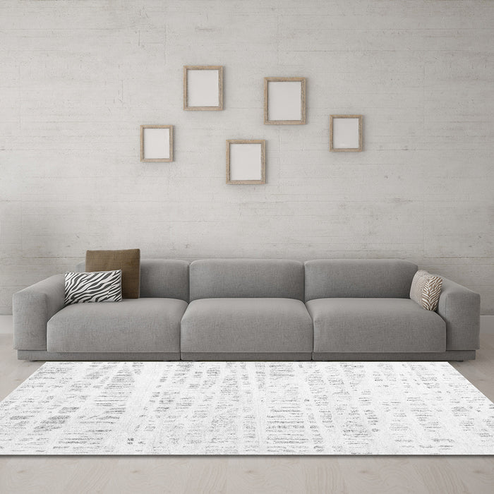Machine Washable Solid Gray Modern Rug in a Living Room,, wshcon2302gry