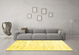 Machine Washable Solid Yellow Modern Rug in a Living Room, wshcon2302yw