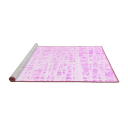 Sideview of Machine Washable Solid Pink Modern Rug, wshcon2302pnk