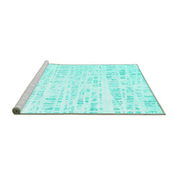 Sideview of Machine Washable Solid Turquoise Modern Area Rugs, wshcon2302turq