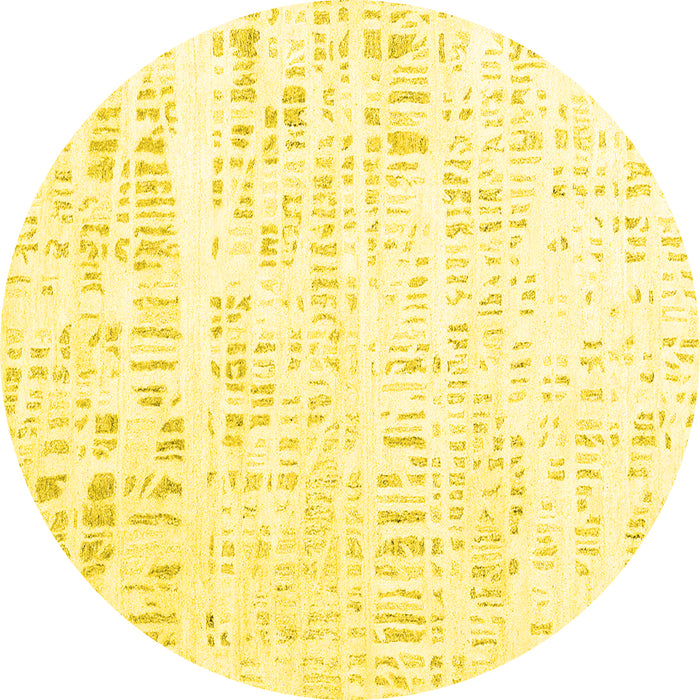 Round Machine Washable Solid Yellow Modern Rug, wshcon2302yw