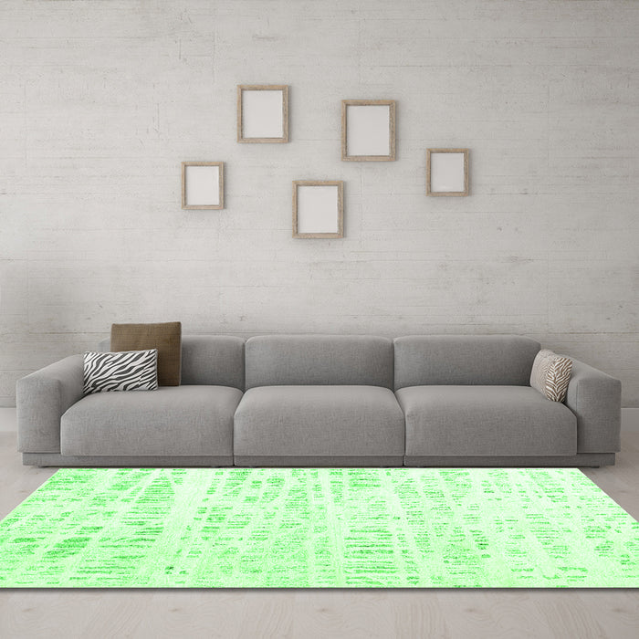 Machine Washable Solid Green Modern Area Rugs in a Living Room,, wshcon2302grn