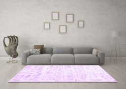 Machine Washable Solid Purple Modern Area Rugs in a Living Room, wshcon2302pur
