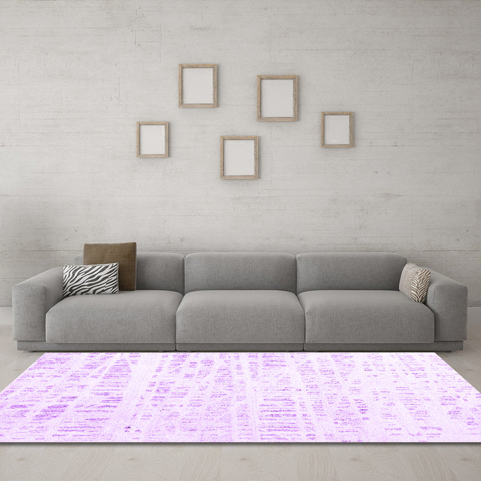 Machine Washable Solid Purple Modern Area Rugs in a Living Room, wshcon2302pur