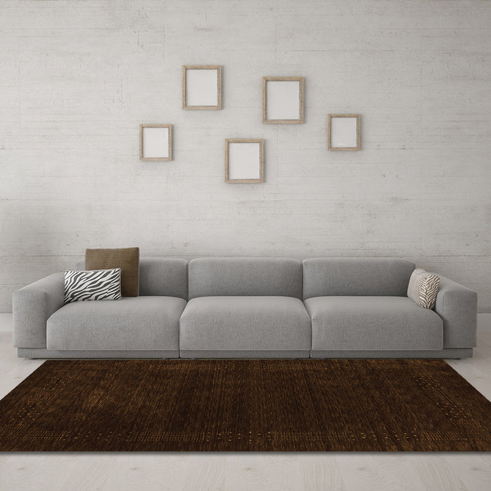 Machine Washable Abstract Orange Contemporary Area Rugs in a Living Room, wshcon2303org
