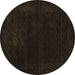 Round Abstract Brown Contemporary Rug, con2303brn