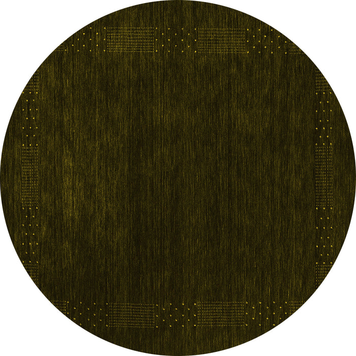 Round Abstract Yellow Contemporary Rug, con2303yw