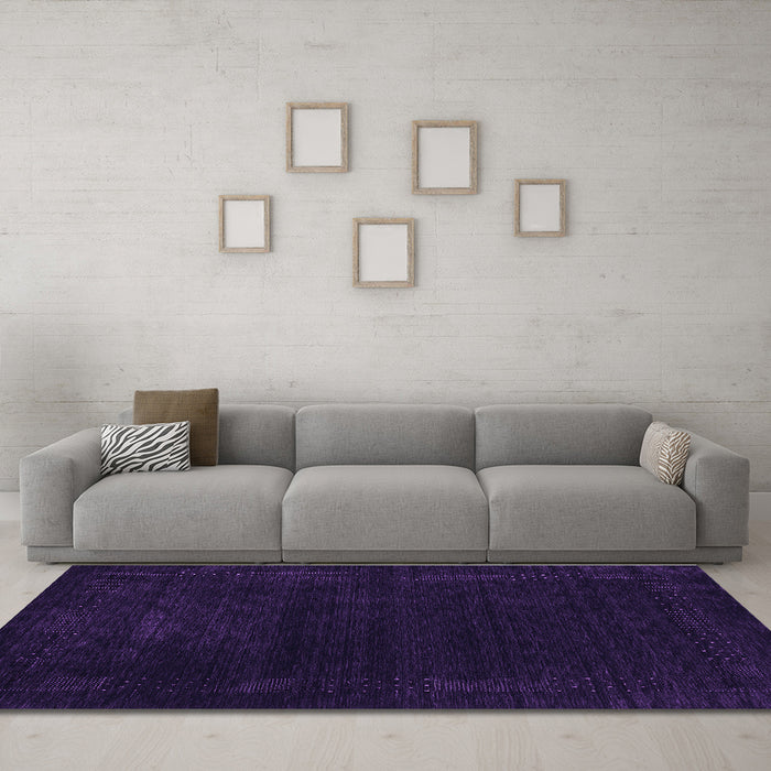 Machine Washable Abstract Purple Contemporary Area Rugs in a Living Room, wshcon2303pur