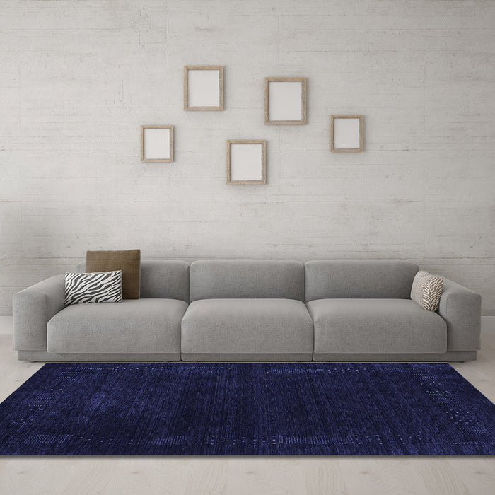 Machine Washable Abstract Blue Contemporary Rug in a Living Room, wshcon2303blu