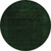 Round Abstract Emerald Green Contemporary Rug, con2303emgrn