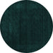 Round Machine Washable Abstract Turquoise Contemporary Area Rugs, wshcon2303turq