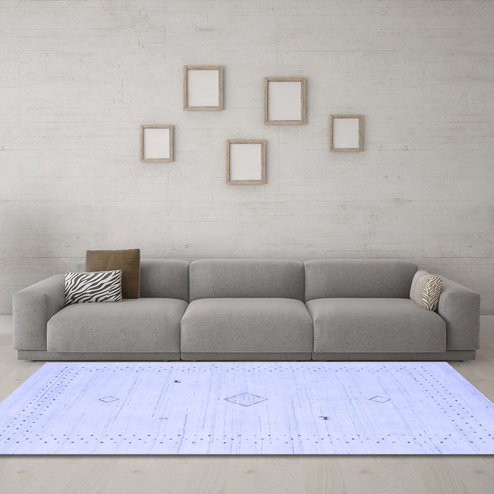 Machine Washable Solid Blue Modern Rug in a Living Room, wshcon2304blu