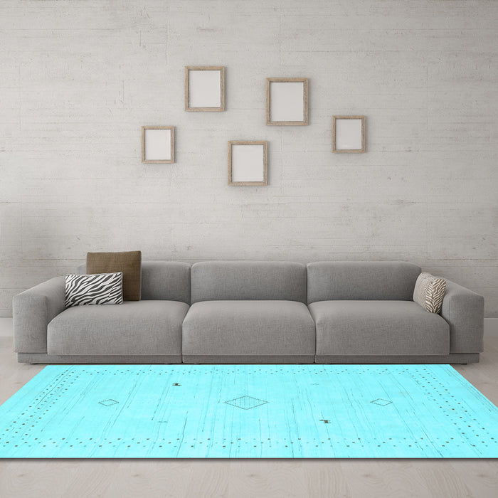 Machine Washable Solid Light Blue Modern Rug in a Living Room, wshcon2304lblu