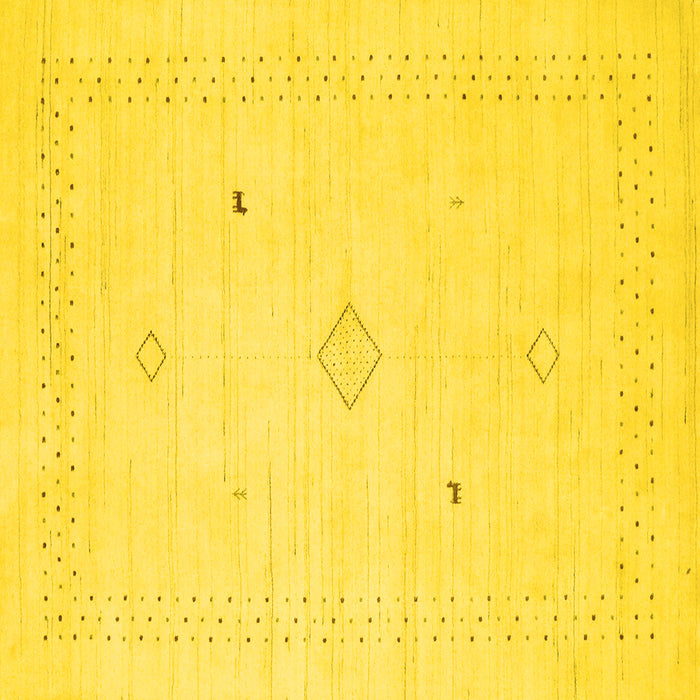 Square Machine Washable Solid Yellow Modern Rug, wshcon2304yw