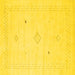 Square Machine Washable Solid Yellow Modern Rug, wshcon2304yw