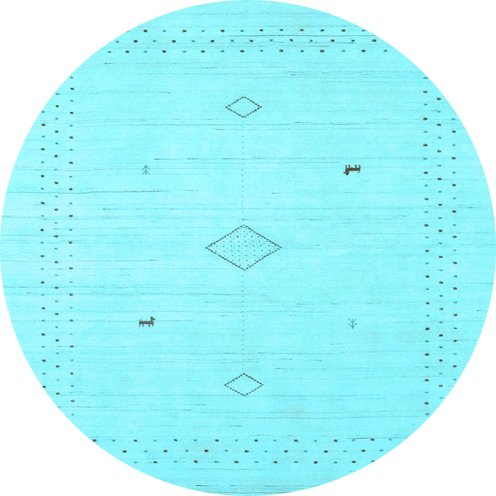 Round Machine Washable Solid Light Blue Modern Rug, wshcon2304lblu