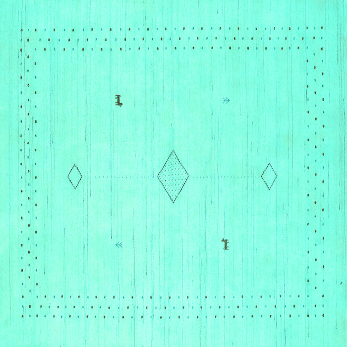 Square Machine Washable Solid Turquoise Modern Area Rugs, wshcon2304turq