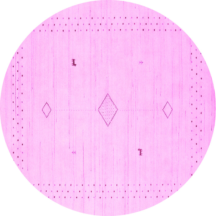 Round Machine Washable Solid Pink Modern Rug, wshcon2304pnk