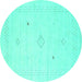 Round Solid Turquoise Modern Rug, con2304turq