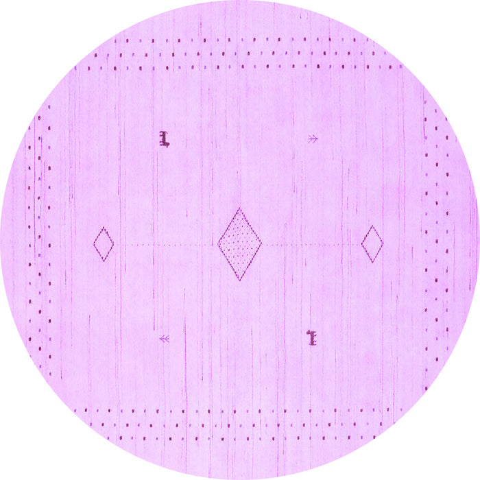 Round Machine Washable Solid Purple Modern Area Rugs, wshcon2304pur