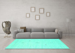 Machine Washable Solid Turquoise Modern Area Rugs in a Living Room,, wshcon2304turq
