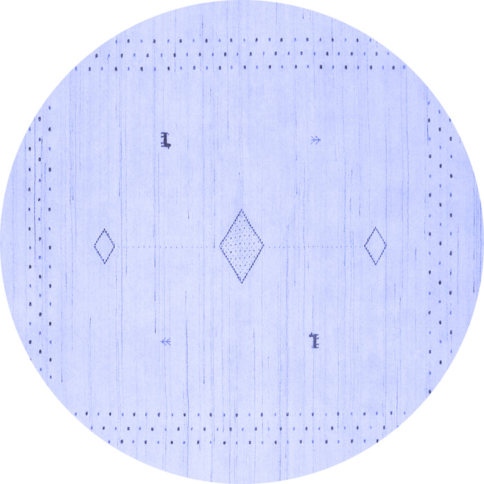 Round Machine Washable Solid Blue Modern Rug, wshcon2304blu