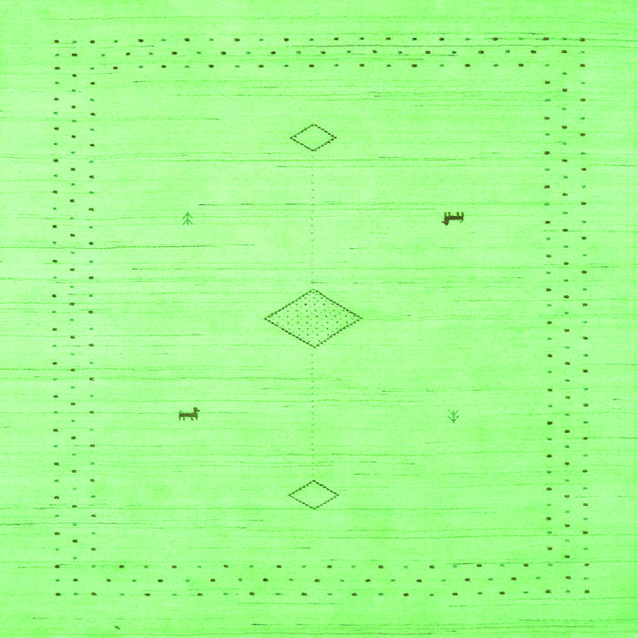 Round Machine Washable Solid Green Modern Area Rugs, wshcon2304grn