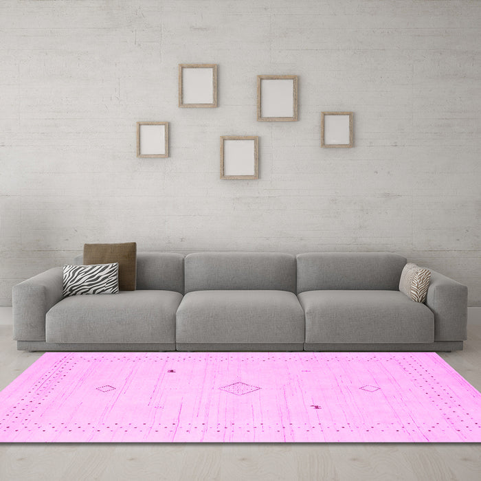 Machine Washable Solid Pink Modern Rug in a Living Room, wshcon2304pnk