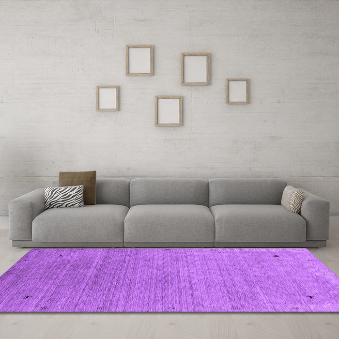 Machine Washable Abstract Purple Contemporary Area Rugs in a Living Room, wshcon2305pur