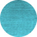 Round Machine Washable Abstract Light Blue Contemporary Rug, wshcon2305lblu