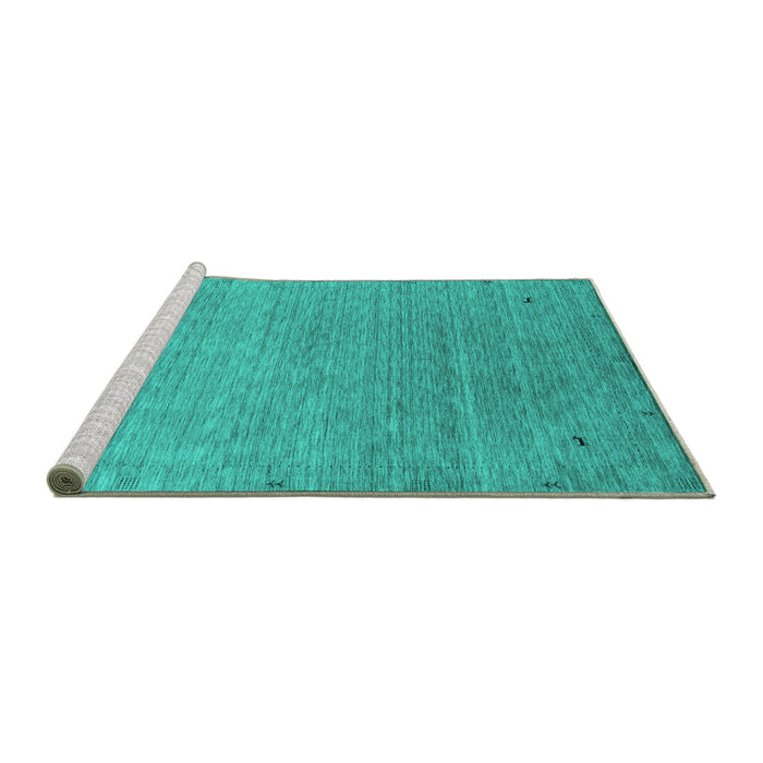Sideview of Machine Washable Abstract Turquoise Contemporary Area Rugs, wshcon2305turq