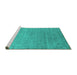 Sideview of Machine Washable Abstract Turquoise Contemporary Area Rugs, wshcon2305turq