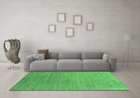 Machine Washable Abstract Emerald Green Contemporary Rug, wshcon2305emgrn