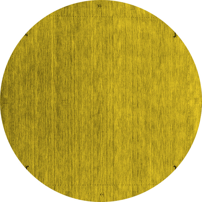 Round Abstract Yellow Contemporary Rug, con2305yw