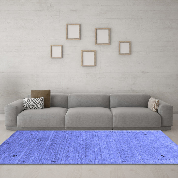 Machine Washable Abstract Blue Contemporary Rug in a Living Room, wshcon2305blu