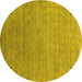 Round Machine Washable Abstract Yellow Contemporary Rug, wshcon2305yw