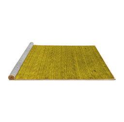 Sideview of Machine Washable Abstract Yellow Contemporary Rug, wshcon2305yw