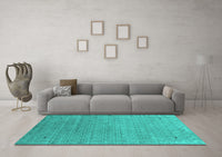 Machine Washable Abstract Turquoise Contemporary Rug, wshcon2305turq