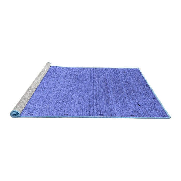 Sideview of Machine Washable Abstract Blue Contemporary Rug, wshcon2305blu