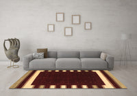 Machine Washable Abstract Brown Contemporary Rug, wshcon2306brn