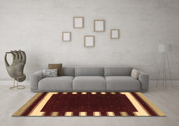 Machine Washable Abstract Brown Contemporary Rug in a Living Room,, wshcon2306brn