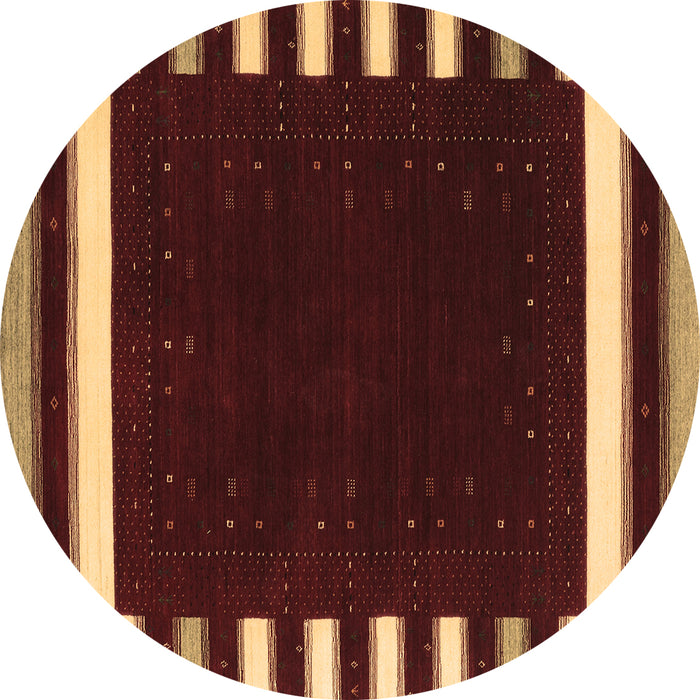 Round Machine Washable Abstract Brown Contemporary Rug, wshcon2306brn