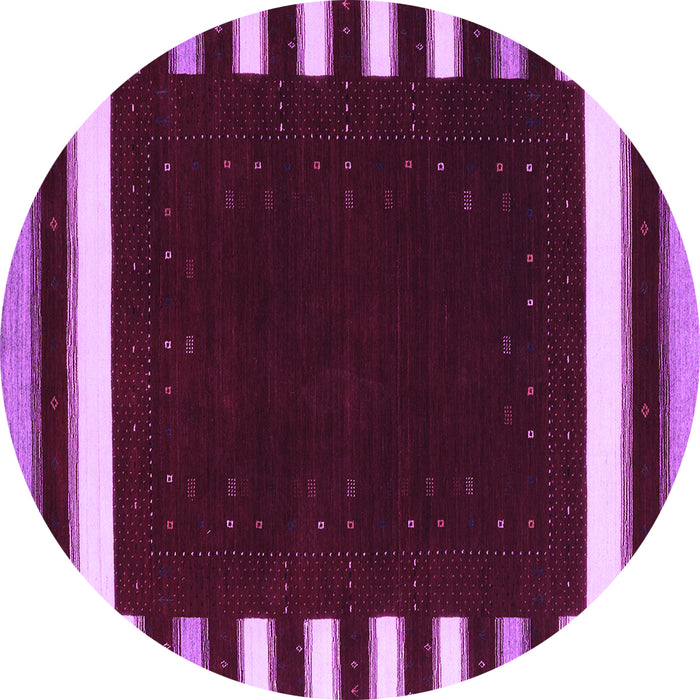Round Abstract Purple Contemporary Rug, con2306pur