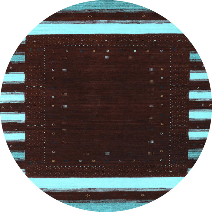 Round Abstract Light Blue Contemporary Rug, con2306lblu