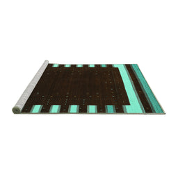 Sideview of Machine Washable Abstract Turquoise Contemporary Area Rugs, wshcon2306turq