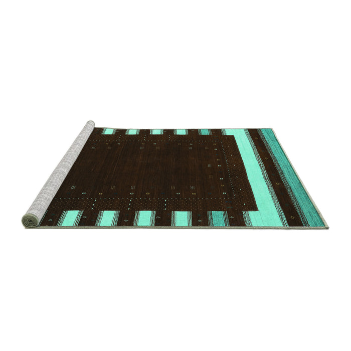 Sideview of Machine Washable Abstract Turquoise Contemporary Area Rugs, wshcon2306turq