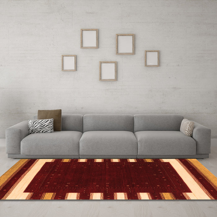 Machine Washable Abstract Orange Contemporary Area Rugs in a Living Room, wshcon2306org