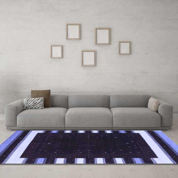 Machine Washable Abstract Blue Contemporary Rug in a Living Room, wshcon2306blu